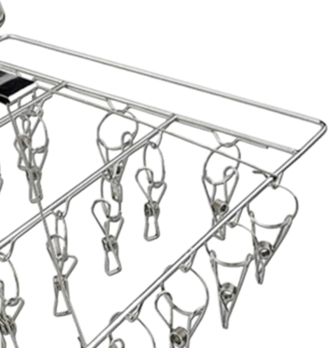 DOITOOL Sock Drying Rack, Silver Stainless Steel 26 Pegs Single Layer