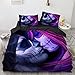 WSFST Crâne Parure De Lit 240x260 Tête De Mort Housse De Couette avec 2 Taies d'oreiller, Housse Couette Motif Floral Et Crâne Halloween en Microfibre Gothique Literie, Fermeture éclair