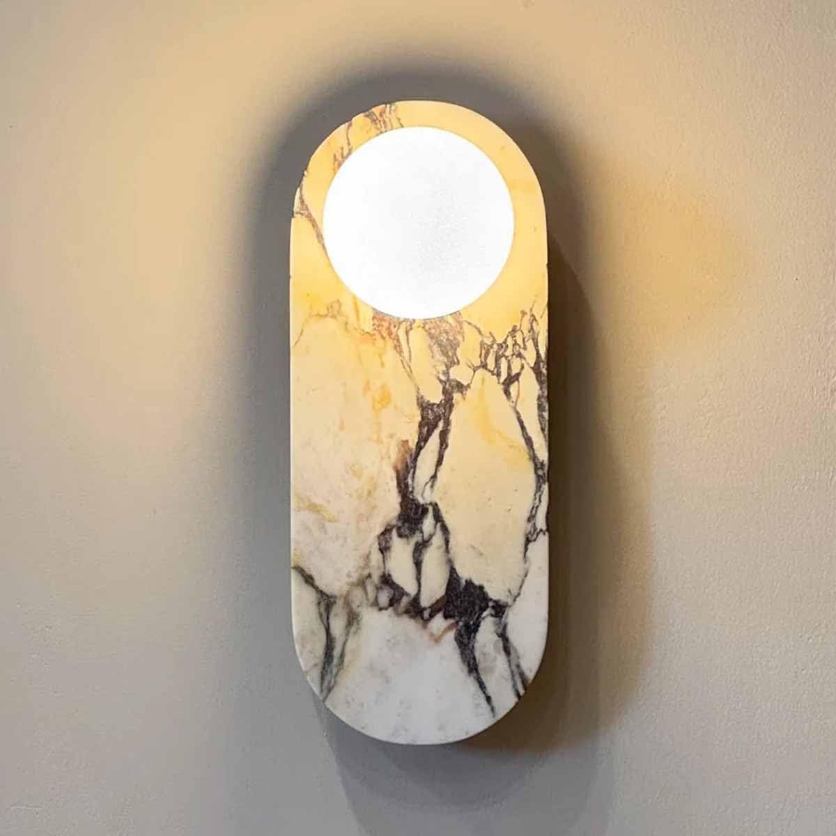HXYSXHJUO Oval Natural Alabaster Marble Wall Sconces, Modern Hardwired Stone Mount Light Fixtures, Indoor Lamp For Living Room Bedroom Dining Stairway 35CM