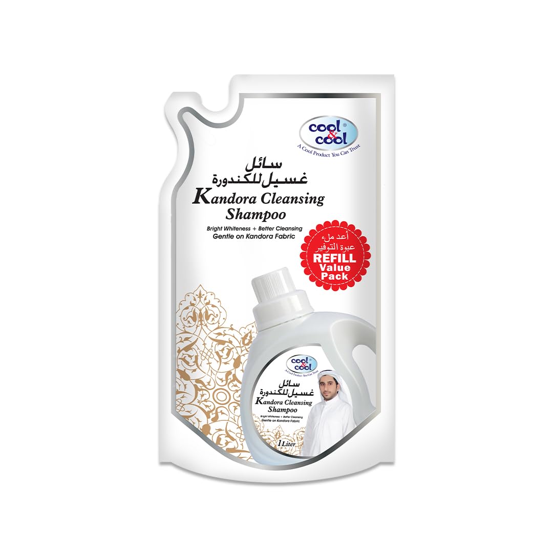 Cool & Cool Kandora Cleansing Shampoo 1 Liter Pouch - Gentle Fabric Care, Color Protect, Long Lasting Fragrace & Easy Rinse Off