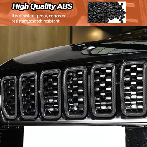 Image of Carbon Fiber Grill Inserts for 2021+ Jeep Grand Cherokee Grill Cover Trim Accessories (7PCS)
