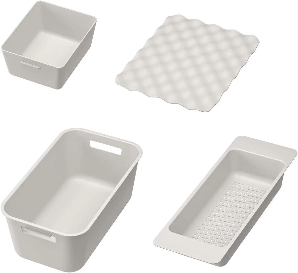 Ikea GRUNDVATTNET Combination of (Washing-up Bowl, Colander, Box, Mat) Grey,Polypropylene Plastic.
