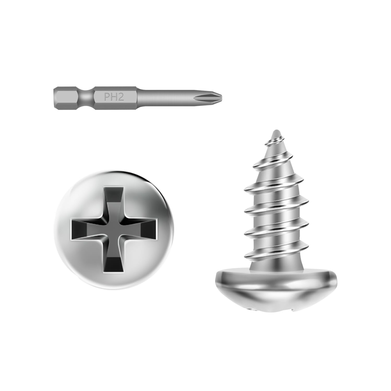 Stainless Steel Sheet Metal Screws - 150 Pack -1
