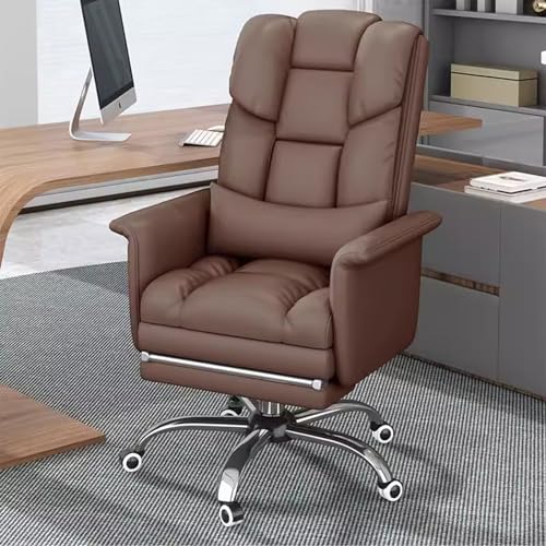 Mejores review On-line Sillón ordenador para comprar online. 34 LEIYTFE Silla De Oficina Boss Silla Ejecutiva con Reposapiés Silla De Ordenador De Lujo con Soporte Lumbar Sillones De Cuero Giratorios 360 Cojín De Látex (Color : Brown/B)