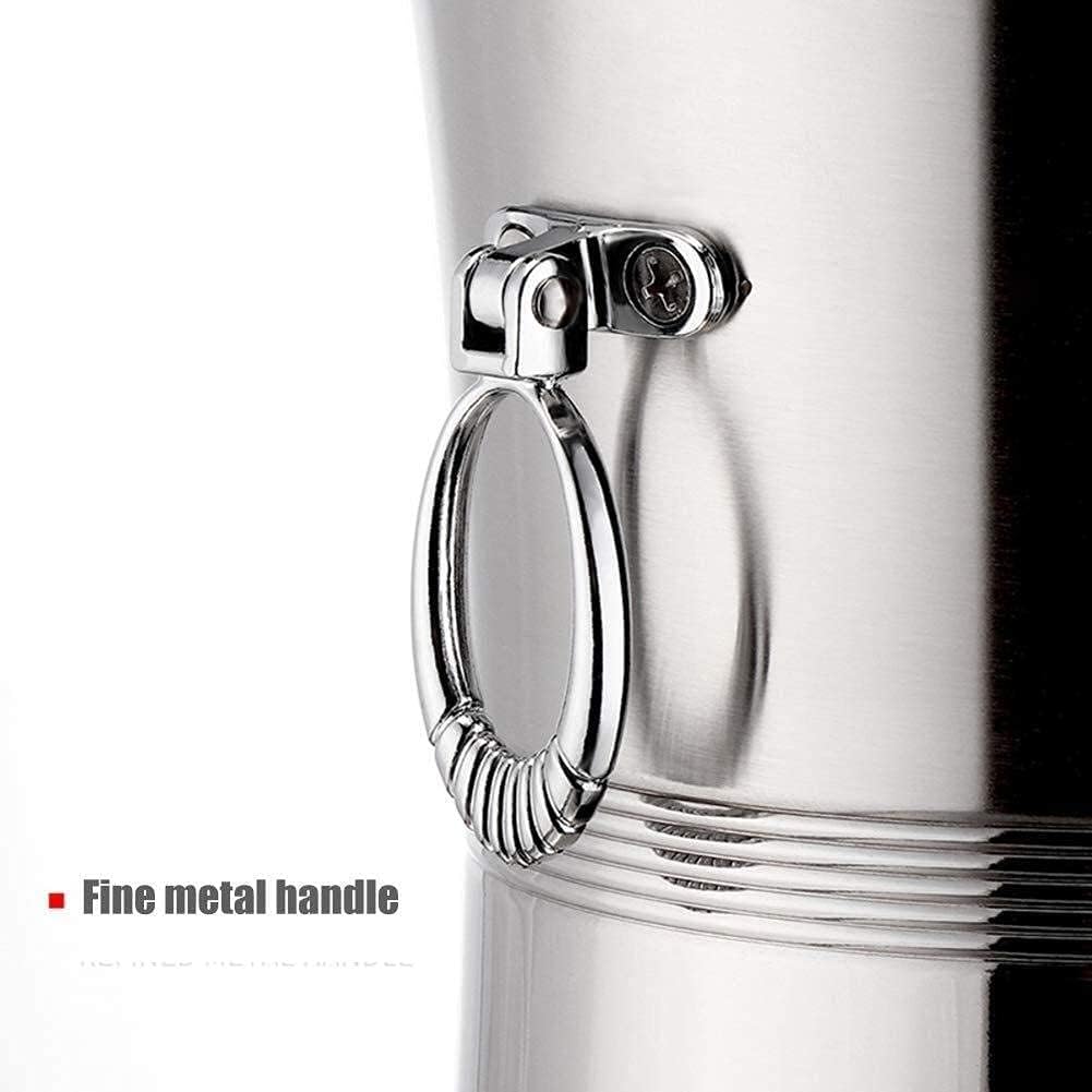 Ice Bucket with Ice Tongs Portable Double Wall Ice Bucket Stainless Steel Ice Bucket with Tong Barware Serveware for Party Event and Gathering (Color : 14x19cm(6x7inch)) (16x22cm(6x9inch))