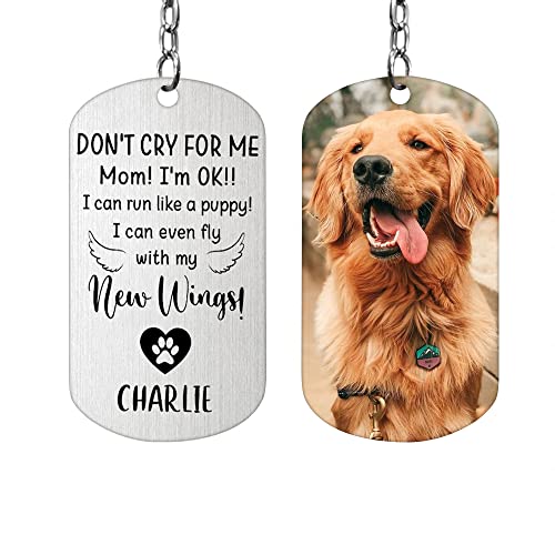 Memorial Golden Retriever Dog Keychain - Custom Text & Photo