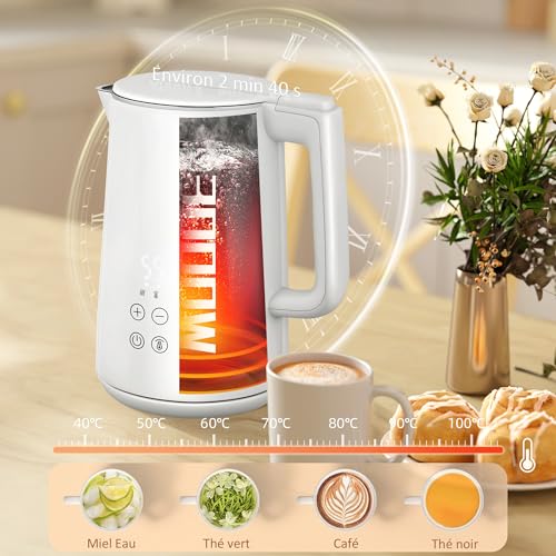 HOMCOM Ensemble bouilloire et grille-pain 2200 W, bouilloire en inox 1,5 L avec isolation et grille-pain 2 tranches, 7 niveaux de brunissage, décongélation, réchauffage et plateau à miettes, crème – Image 4