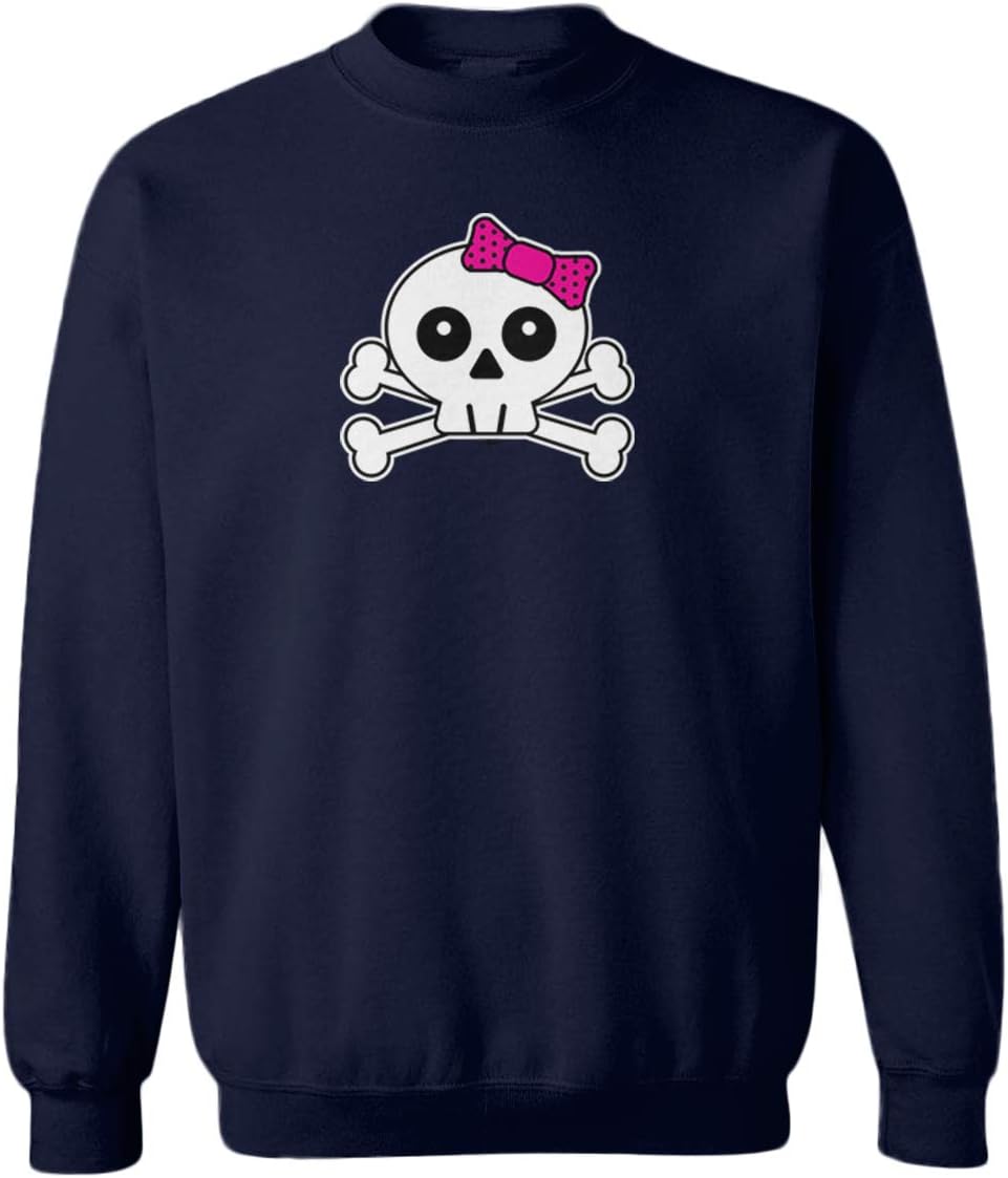 Tcombo Skull with Pink Bow - Crossbones Youth Fleece Crewneck Sweater