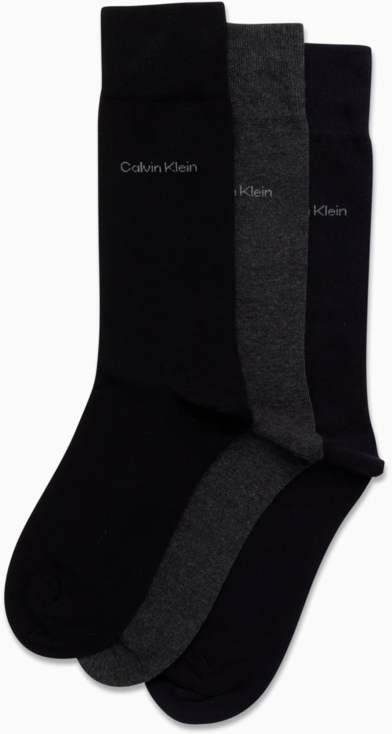 Calvin Klein Mens Dress Socks - 3 Pack Breathable Cotton Blend Patterned Crew Socks for Work, Business, and Formal Wear - Image 4