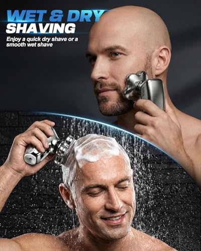 Image of Head Shaver for Bald Men, 7D Floating Head Electric Razor, IPX7 Waterproof Wet & Dry Bald Shaver with Magnetic Detachable Blade, Type-C Fast Charging LED Display, Gift for Men Father's Day