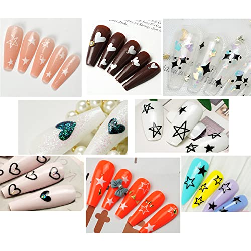 Ihukeit Black And White Hearts Stars Nail Stickers For Women Girls Kids Nail Decoration Self Adhesive Nail Art Decals For Natural Fingernails And Acrylic Nails Designs (Pack Of 10) #TOP3