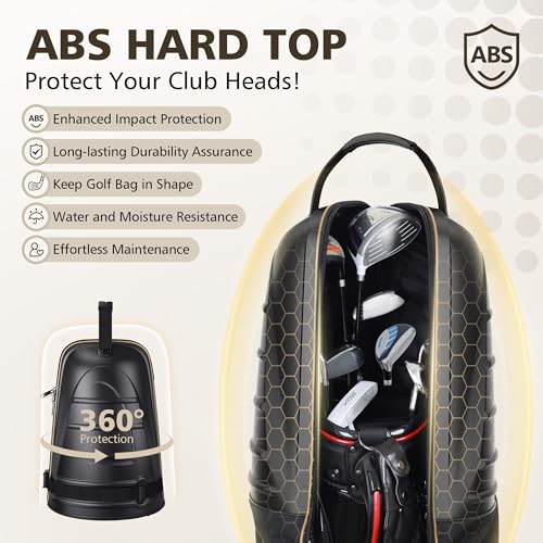 Image of Golf Travel Bags for Airlines with Wheels, Hard Case Top and 1680D Heavy Duty Oxford Protect Golf Clubs, Lightweight and Easy to Maneuver