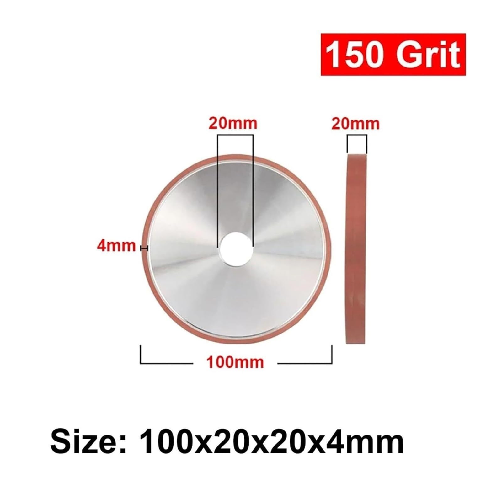 100 mm flache Diamant-Schleifscheibe, Körnung 150, Kunstharzbindung, parallele Scheibe for Schärfen von Wolframkarbid und Stahl