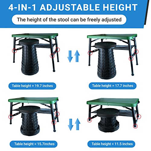 Image of Portable Folding Table and Stool Set, Lightweight Foldable Table & Collapsible Stool for Camping Picnic Beach Fishing, Sturdy Small Outdoor Table with Mesh Layer Storage