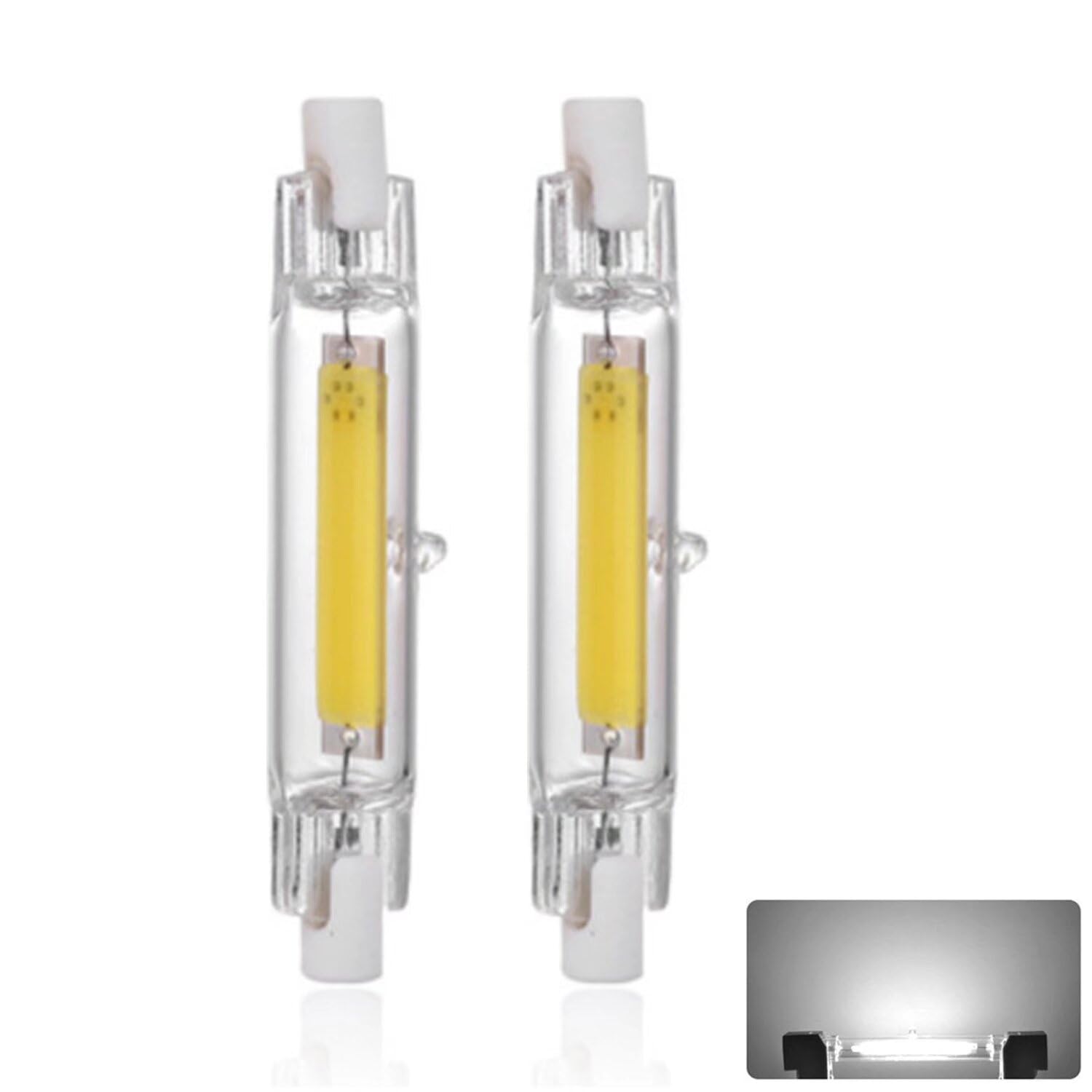R7S LED Bulb 78mm Dimmable, LED R7S 78mm 15W Light Bulb, Equivalent J78 150W Halogen, 1500LM, Cold White 6000K, R7S COB Double Ended Reflector Linear Lamp for Ceiling Wall Lamp, 2 Pack