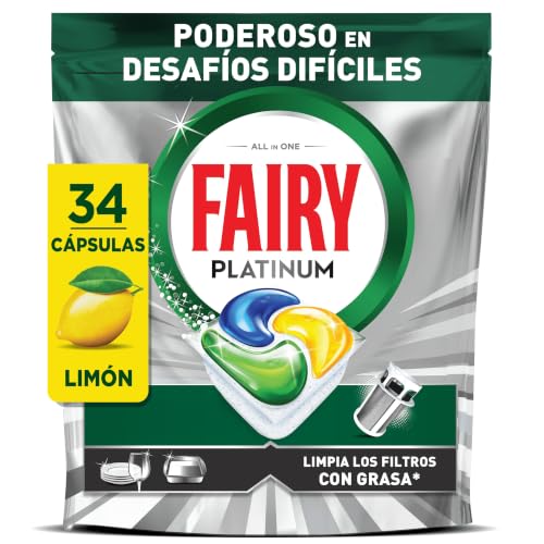 Fairy Platinum Cápsulas Lavavajillas Para Máquina Limón, 34 Cápsulas