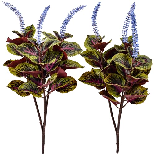 Shirfloral 2 Packs Artificial Coleus Bush 19.6' Faux Silk Plants Fake Indoor Outdoor Greenery for Thanksgiving Christmas Wedding Party Home Garden Decor