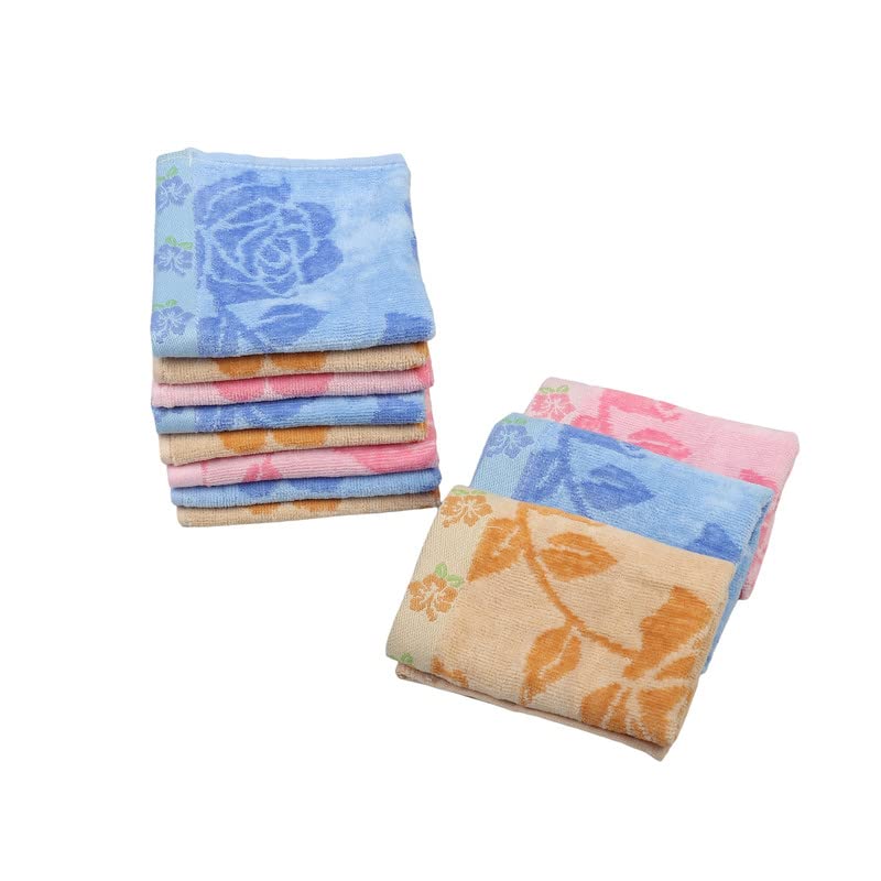GRGRASP Thread That Bind Relations100% Cotton Velvet Soft 400 GSM Face Towel Set of 12 ( Size 27*27Cm Small )