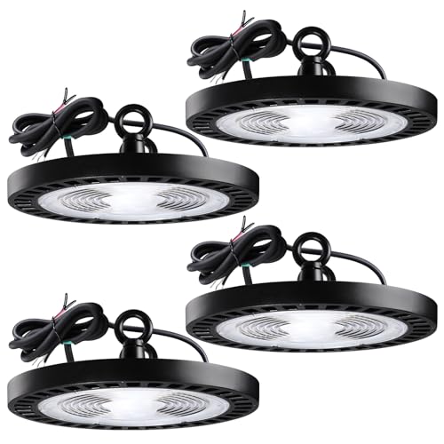 LEONLITE 4-Pack UFO LED High Bay Light 150W 21,700LM 5000K, 0-10V Dimmable