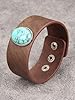 GelConnie Brown Wide Leather Cuff Bracelets Boho Turquoise Stone Wide Cuffs Wristband Punk Cuff Leather Bracelet Men Women #4