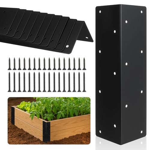 Alffun 12 Pcs Metal Raised Garden Bed Corner Brackets 11 x 3 x 3 Rust-Resistant Raised Bed Corner Brackets for 12-24 Wood Planter Box Flower Beds Vegetable Gardens Furniture & Sand Box