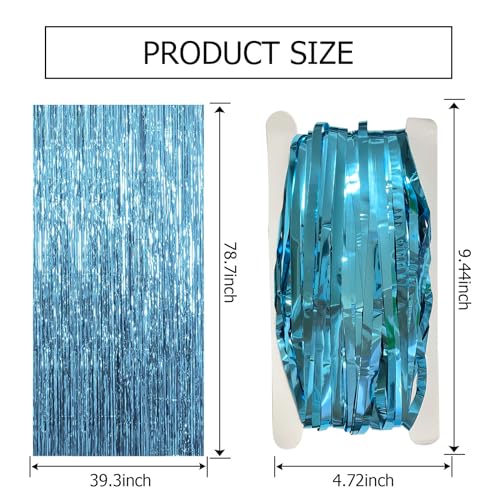 Image of 2 Pack Blue Backdrop Curtain Tinsel Streamers Ocean Themed Decor Birthday Party Decorations Foil Fringe Backdrop Graduation Baby Shower Bachelorette Winter Party Decorations Supplies