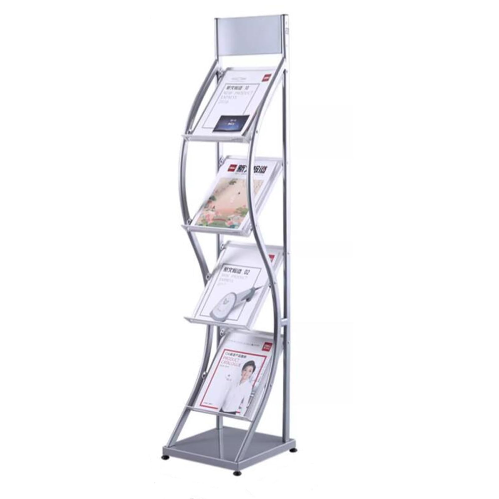 Revistero de pie para Oficina, Soporte metálico para folletos, Cartas, Libros y periódicos, fácil de Montar.