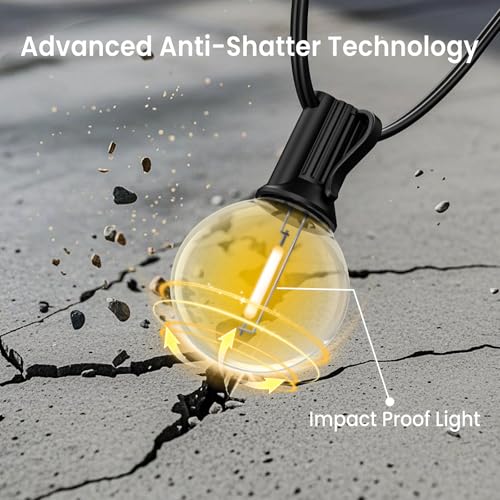 Garden String Lights, 15M/50FT Waterproof Shatterproof Led Festoon Lights, 25+2 Indoor Outdoor Globe Led String Bulbs for Garden, Pergola, Yard, Wedding, Christmas, Backyard, Terrace, Party, Patio - Image 6