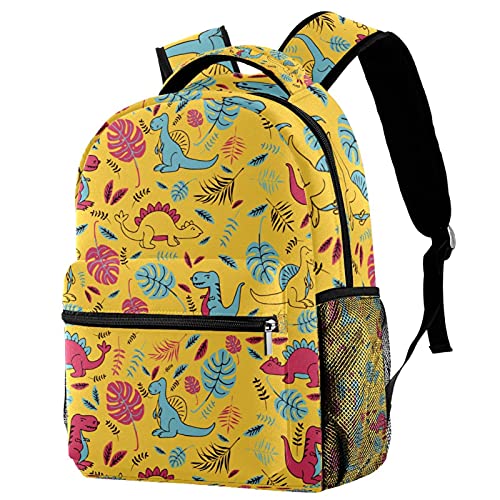 Sac à dos de voyage dinosaure feuilles jaunes pour les sorties scolaires et vacances