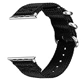 VIGOSS Band for 44mm Apple Watch Bands 42mm, Woven Nylon NATO iWatch Bands Soft Replacement Strap with Metal Ring Buckle Bracelet for Apple Watch Series 4 3 2 1 Sport Men (Black,42mm/44mm)