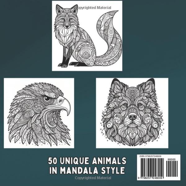 Mindful Animal Coloring Book for Adults: 50 Mandala and Zentangle Designs for Stress Relief, Relaxation, and Creative Calm image 3