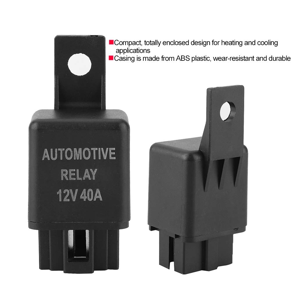 Qiilu ABS 40A 12V alta precisione Relè di ricambio per autoveicoli, relè auto A/C con motori a ventola a due velocità ad alta sensibilità (nero)