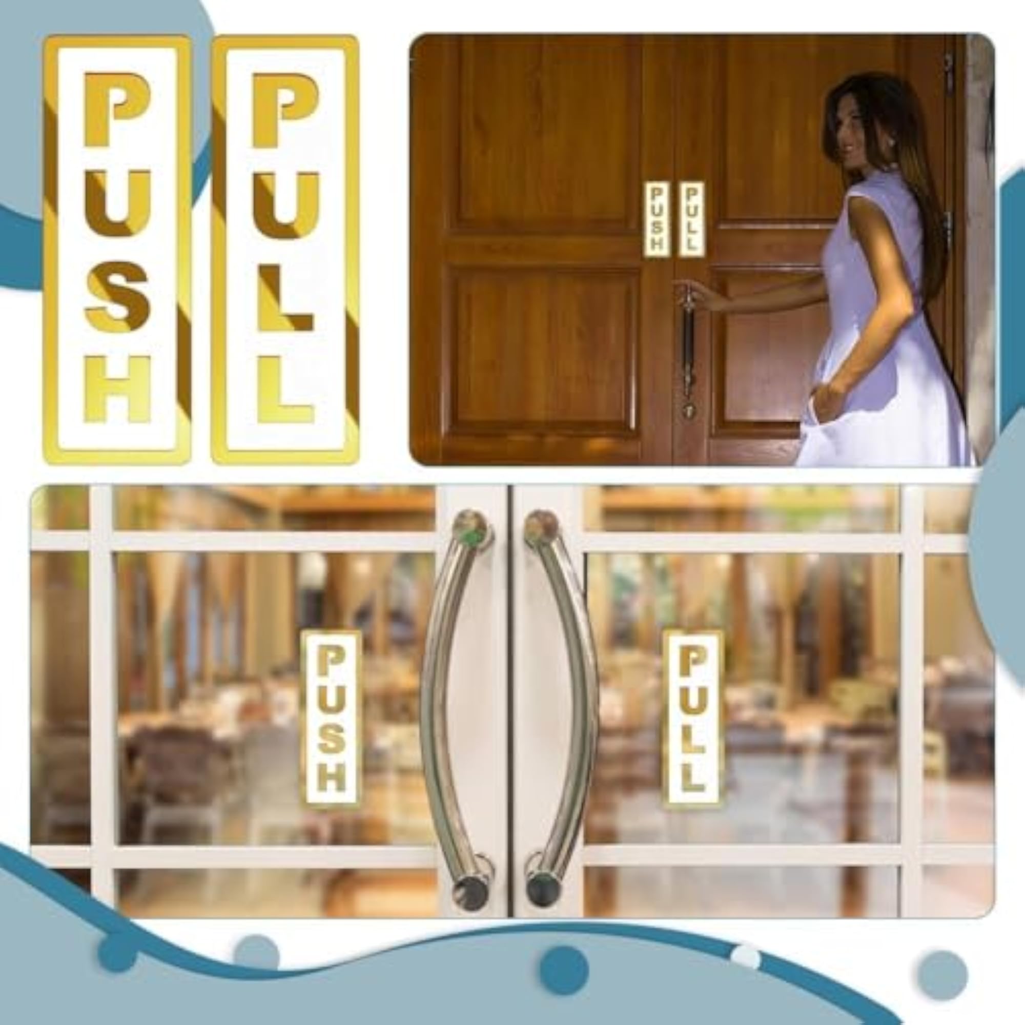 Push Pull Glass Door Sign - Acrylic Self-Adhesive Sticker