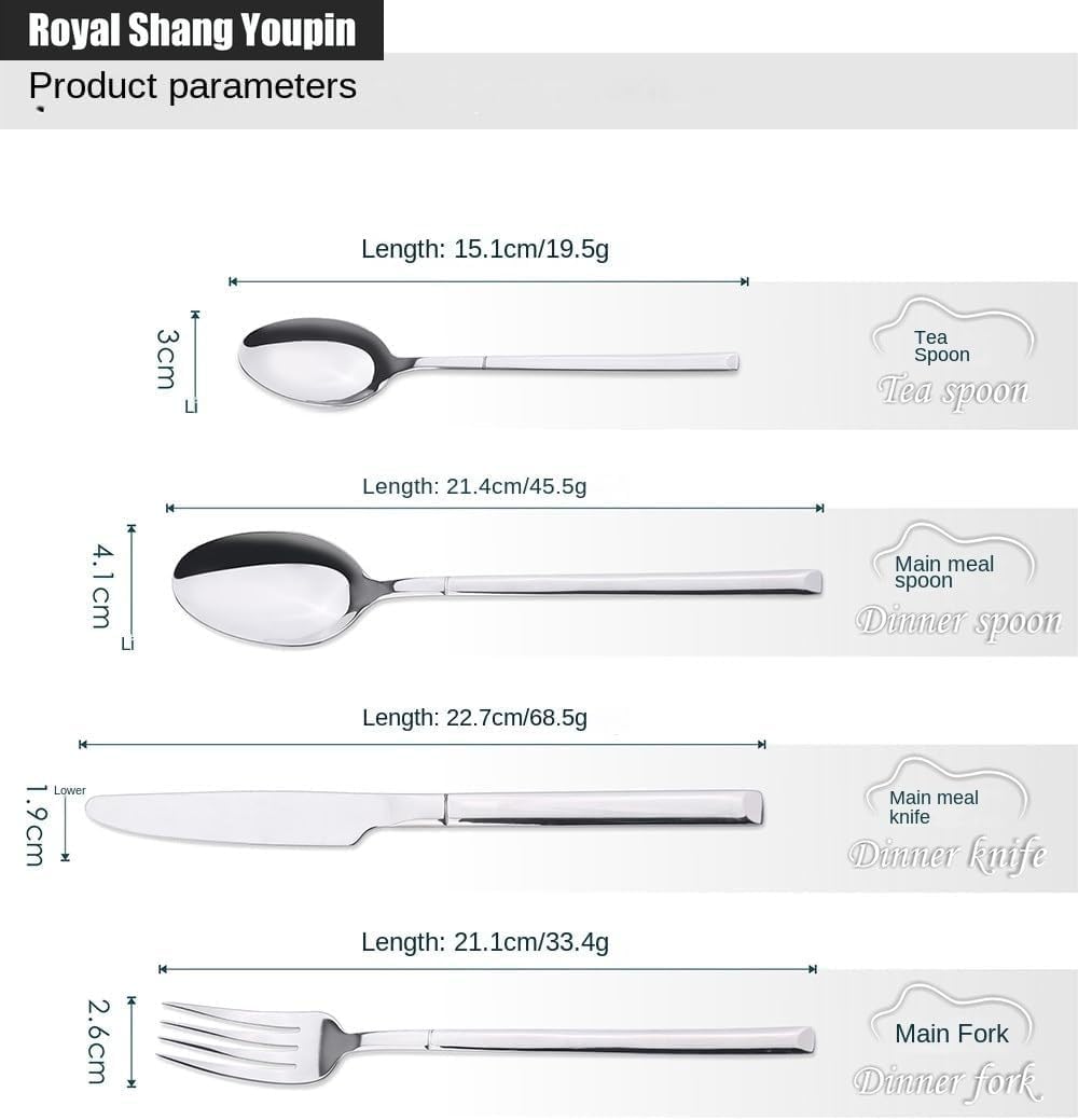 Plating Process Kitchen Stainless Steel Silverware Tableware Flatware Cutlery Knives Forks Spoons Set Home Steak Knife Dessert Spoon (Green,16 pieces)