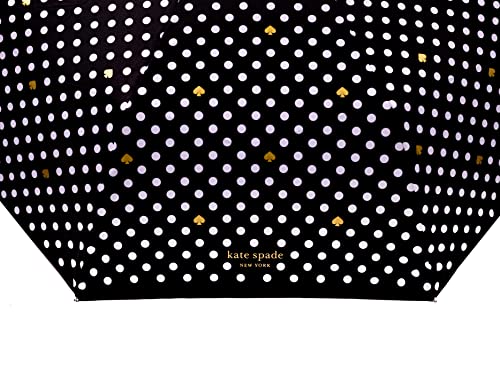 Kate Spade New York Black/White Travel Umbrella, Lightweight Compact Umbrella With Storage Sleeve, Polka Dots #TOP4