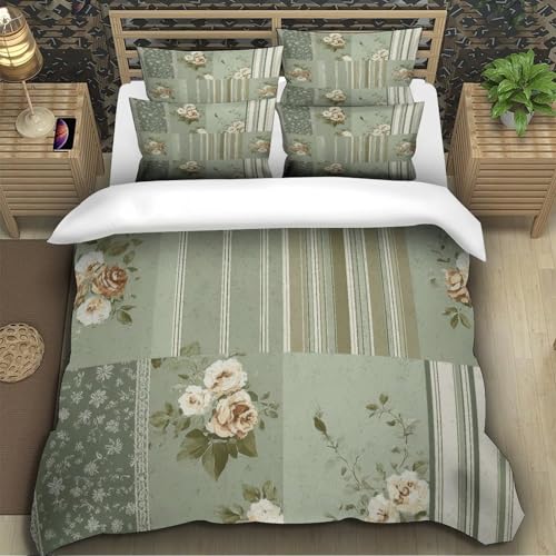 Housse de Couette Fleurs Microfibre Hypoallergénique Parure Lit King Sans Bouton - 5