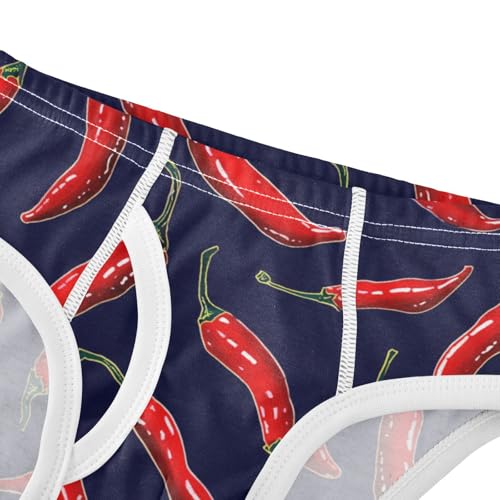 Wusikd Red Chili Boys' Underwear Cotton Peppers Dark Boys Briefs Soft Toddler Underwear 2T4