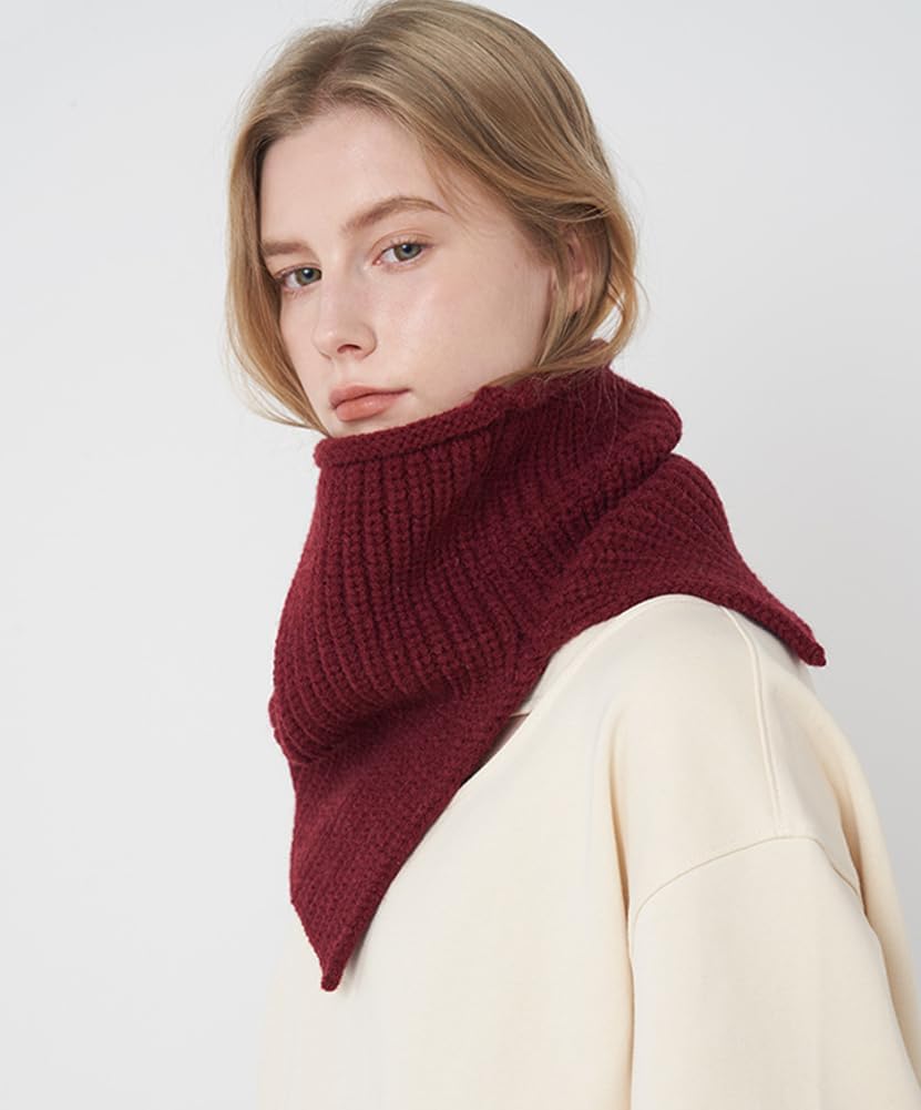 Molodo Neck Warmer Women Chunky Knitted Cowl Neck Winter Warm Cozy Soft Solid Fashion Versatile Scarf - Image 6