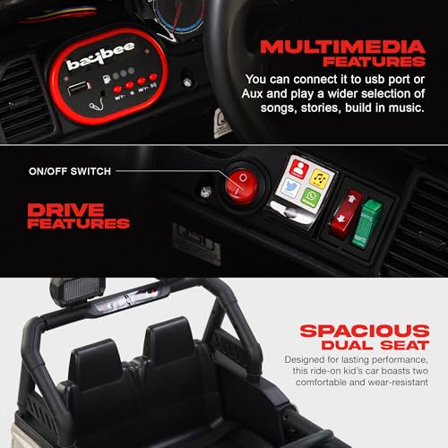 Baybee Bronco Rechargeable Battery Operated Jeep for Kids, Ride on Toy Kids Car with Light & Music | Electric Jeep Battery Car | Baby Big Car for Kids to Drive 3 to 8 Years Boys Girls (Desert), White - Image 3