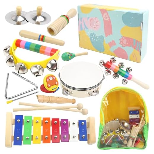 Instrumentos Musicales para bebés, Juguetes Montessori, Instrumentos Musicales de Percusión de Madera de Colores del Arcoíris con Bolsa de Almacenamiento Transparente
