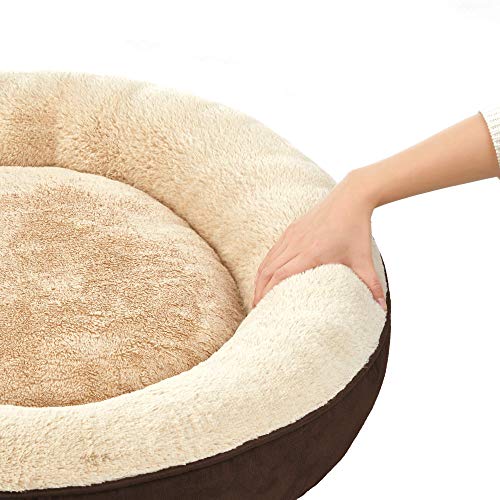 FEANDREA Dog Bed, Donut Cat Bed, Washable Pet Sofa, Anti-Slip, Round, 19.7 Inches Dia, Brown UPGW050K01 - Image 7
