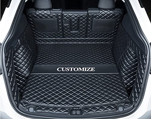 Worth-Mats Trunk Liner Cargo Mats Custom for BMW-Tesla-Mercedes-Honda-Lexus 95% Car Models Car Trunk Mats All Weather, Full Coverage Protective -Black with Black Stitching