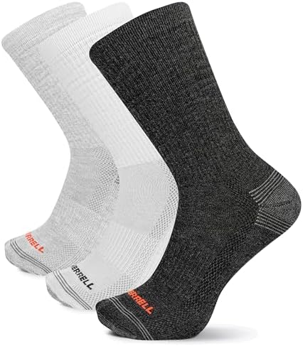 Merrell Men's 3 Pack Performance Hiker Crew Socks Hiking Socks
