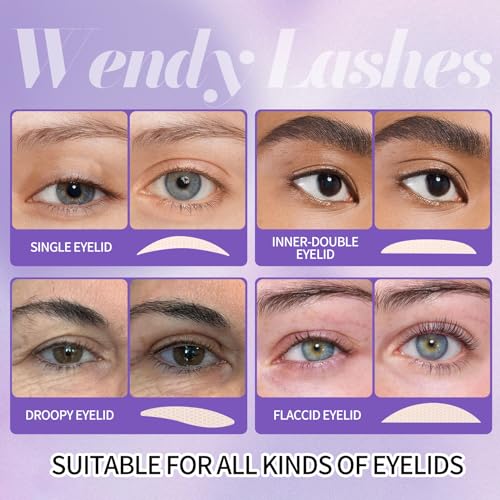 WENDY LASHES 640Pcs Eyelid Tape, Invisible Double Eyelid Stickers Tape Hooded Eye Lift, Natural Look, Waterproof Reusable Instant Lifting Eyelid Tape Easy to Apply for Monolids/Hooded Eyes(640Pcs)