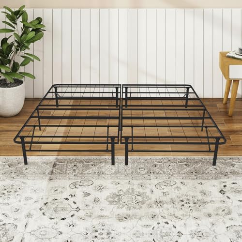 FurniEdge King Folding Platform Bed Frame King Size Platform Bed Frame Heavy Duty Steel Construction with 14 Underbed Storage No Box Spring Required Tool-Free Assembly
