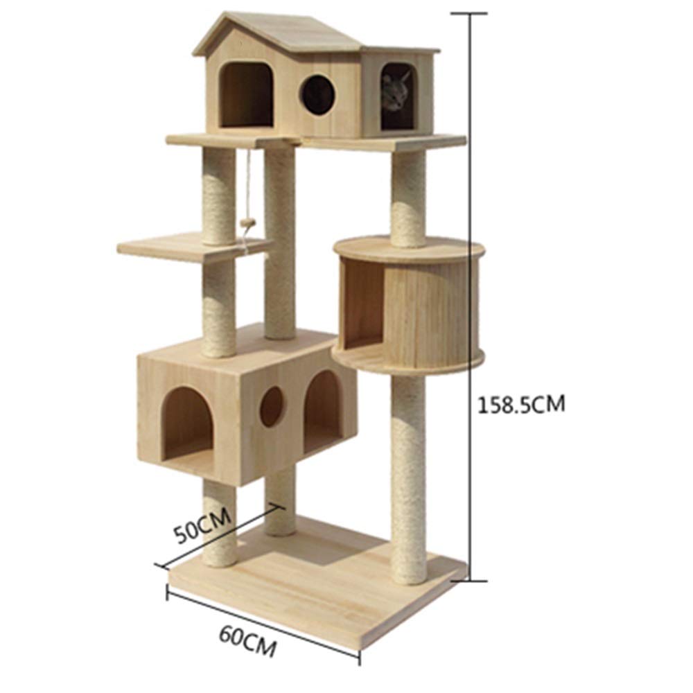 ンギングベッド＆展望デッキ- 木製室内クライミング家具猫用 - 頑丈なパイン材 Amazon.co.jp: 猫の家 猫猫タワージャングルジム、大きな木製の木の猫