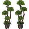 2 Pack 3FT Artificial Cypress Topiary Ball Tree for Home Office Front Porch