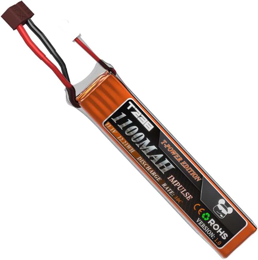 T238-IMPULSE 11.1V Airsoft Lipo Battery 30C 1100mAh 12.21WH T-Power Edition Airsoft Battery with JST-XH