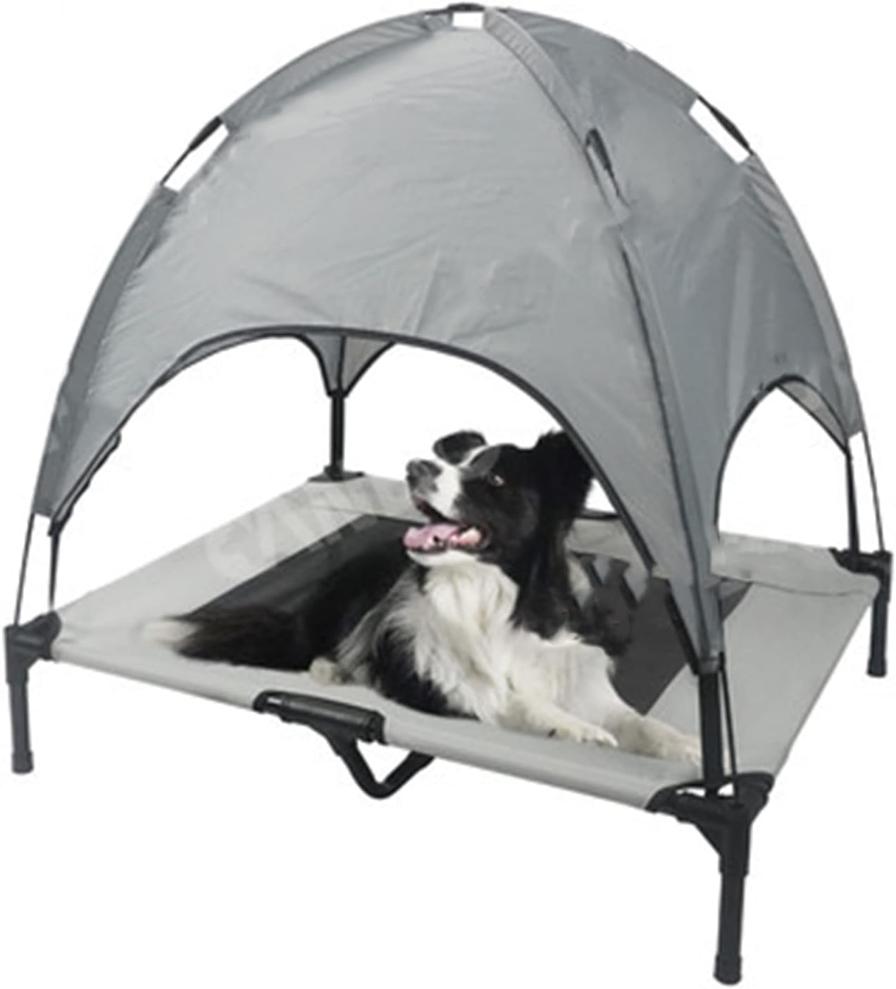 High Load-Bearing Pet Summer Breathable Single-Layer Outdoor Tent Dog Bed with Roof Raised Bed Dog Camping Bed (Gray Large)