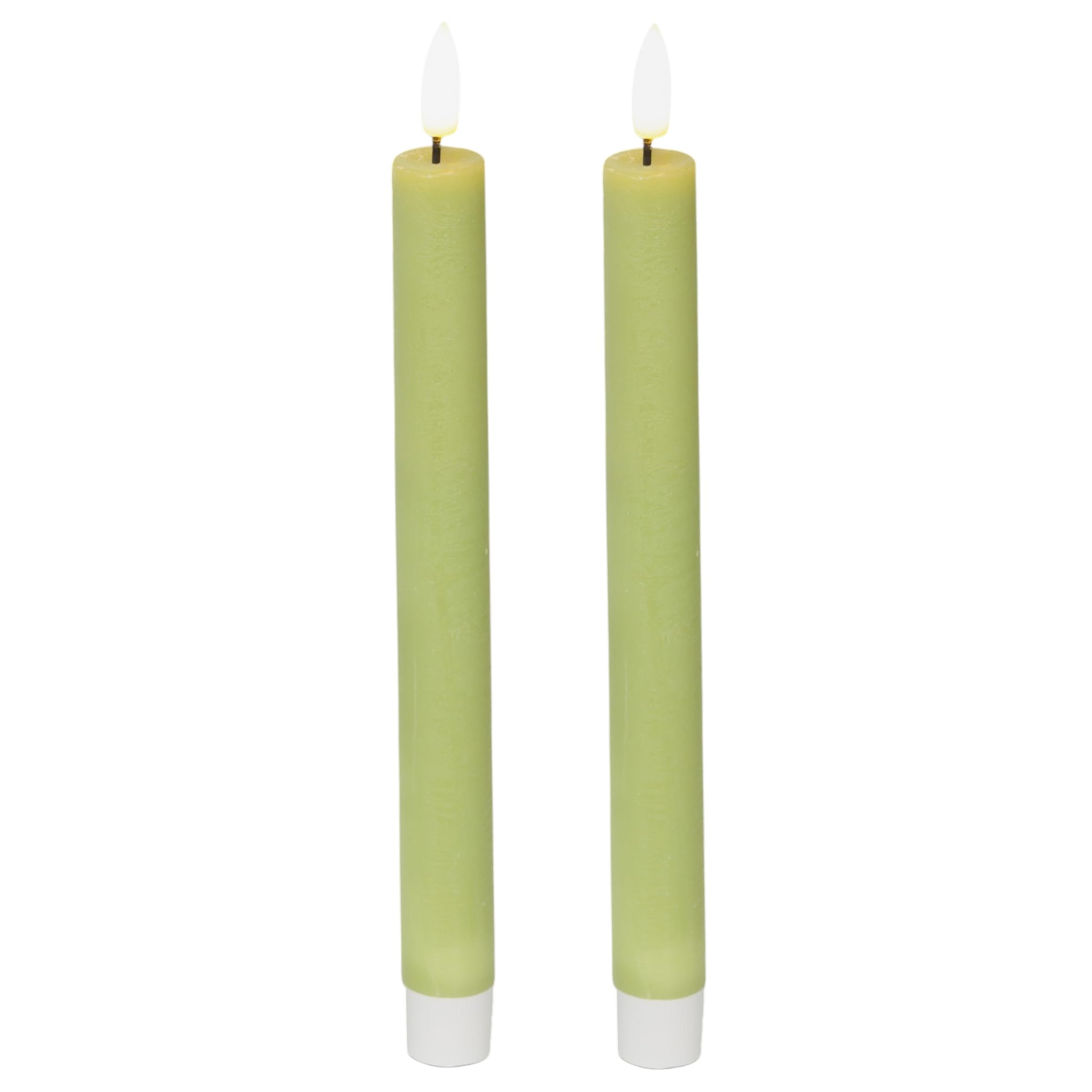 MIJOMA LED Real Wax Candle with Realistic Flame, Timer and Battery Operated, Indoor LED Candle with Warm White Light, Natural Look (Lime Green - Smooth Surface, Diameter 2 cm x 24 cm) — image 1